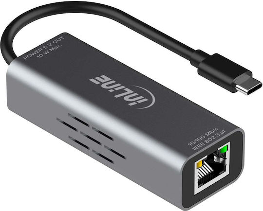 InLine Μετατροπέας USB-C male σε Ethernet female Γκρι
