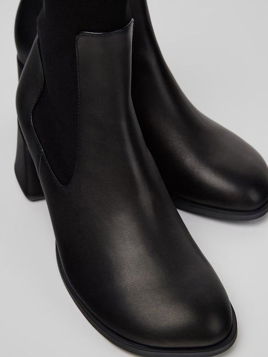 Ghete Chelsea Dama de Piele cu Toc Mediu Negre