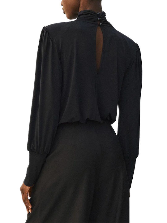 Access Fashion Body Cu Mâneci Lungi Și Drapaj Pentru Femei Access Fashion Negru 64-2051-329-black