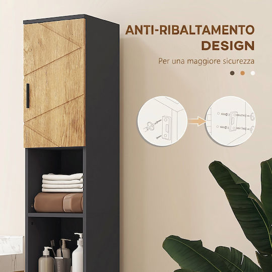 Kleankin 834-628V80AK Floor Bathroom Column Cabinet 30x30x183cm Oak