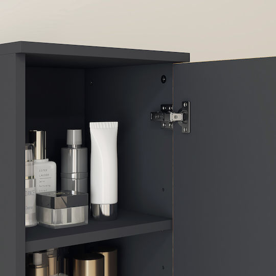 Kleankin Badezimmer-Säulenschrank Boden M30xB30xH183cm Eiche