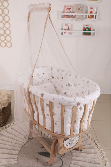 Stewehome Ξύλινο Καλάθι Λίκνισμα Σετ Ύπνου 100x40x81 Cm
