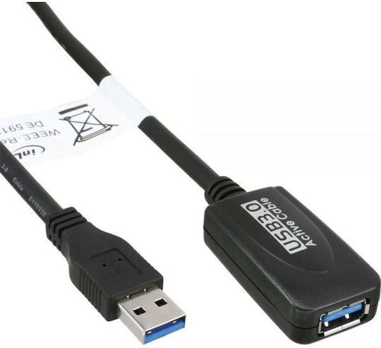 InLine USB 3.0 Kabel USB-A-Stecker - USB-A-Buchse Schwarz 5m 35650