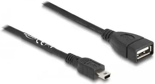 DeLock USB 2.0 Кабел USB-A женски - мини USB-B мъжки Черен 0.5м 82905