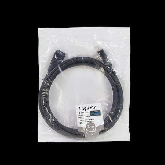 LogiLink HDMI-Stecker HDMI-Buchse 3m Schwarzes Kabel