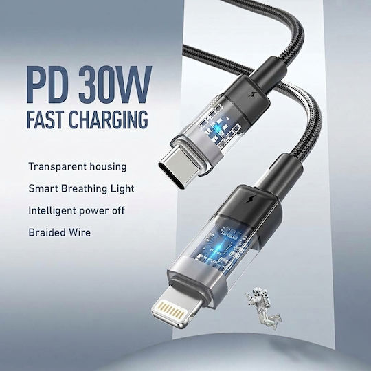 Leewello Lw-231 USB-C to Lightning Cable 30W Μαύρο 1m (783221-ΜΑΥΡΟ)