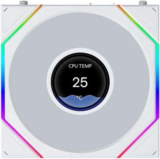 Lian Li Uni Fan Tl Lcd Flex Umkehrklinge Gehäuselüfter 120mm (1900rpm) mit Weißer Beleuchtung 3 Stück Weiß