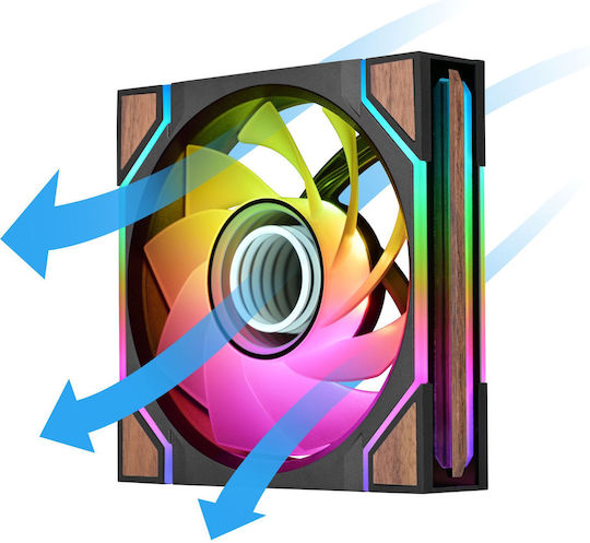 Swafan 120 EX Infinity Case Fan (2000rpm / 58.13cfm) with ARGB Lighting 3pcs Wood Edition