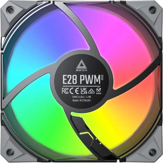 Montech E28 ARGB Gehäuselüfter 76,2mm (2000rpm / 85,09cfm) mit Verbindung 3-polig 3 Stück