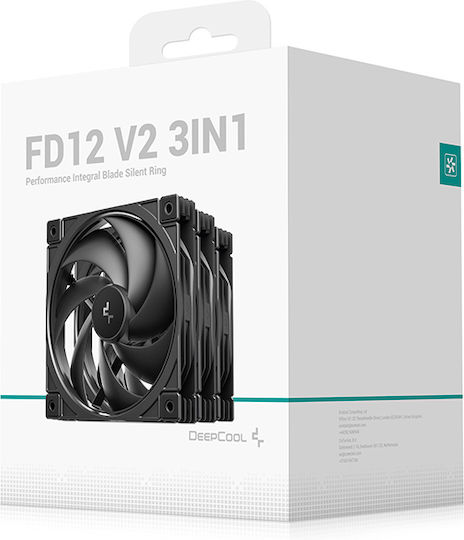 Deepcool FD12 V2 PWM Case Fan 120mm (2050rpm / 63.6cfm) with RGB Lighting and 4-Pin Connection