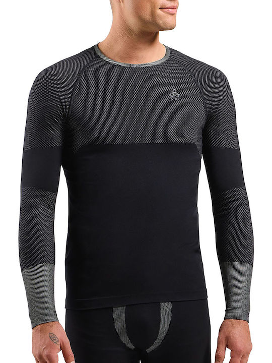 Odlo Performance Warm Ανδρική Ισοθερμική Μακρυμάνικη Μπλούζα Compression Μαύρη