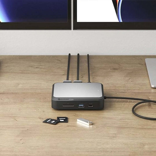 Alogic CD2 USB-A / USB-C Docking Station mit DisplayPort 4K PD Ethernet und Verbindung 2 Monitore Gray