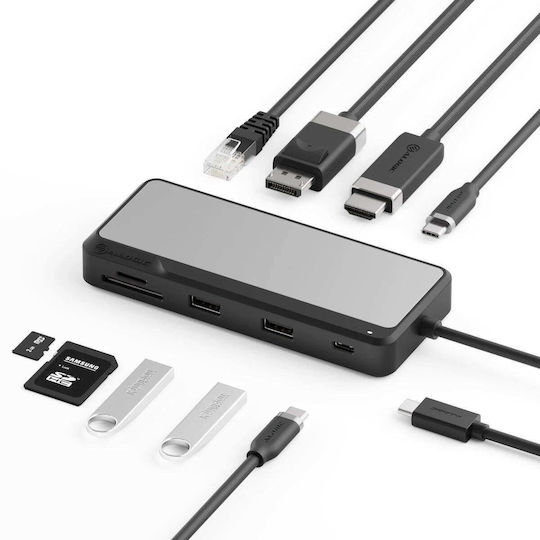 Alogic Fusion USB-C Docking Station με HDMI/DisplayPort PD Ethernet και σύνδεση 2 Οθονών Γκρι