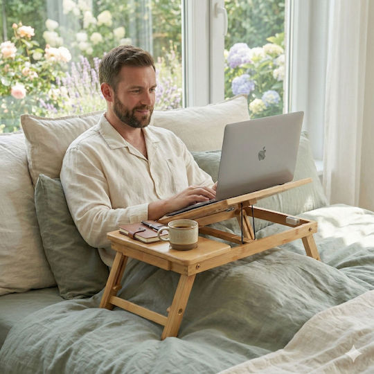Relaxdays Τραπεζάκι για Laptop έως 17.3" Μπεζ 10053035