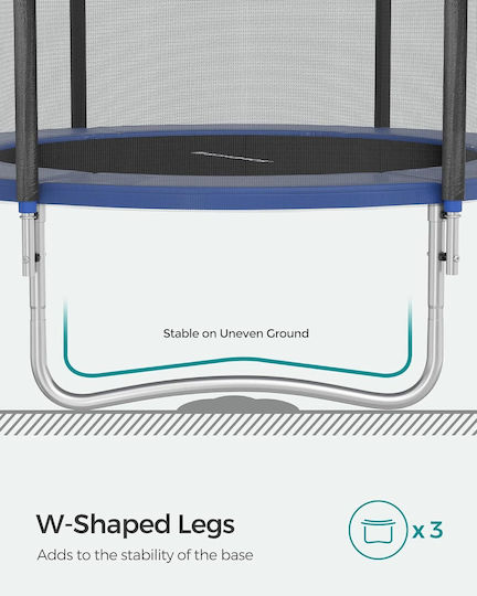Songmics Trambulină de Exterior cu Diametrul de 183 cm, cu Plasă de Protecție și Scară, Albastră