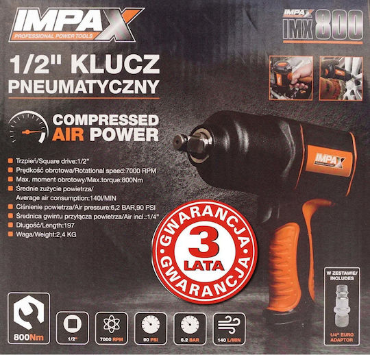 Nuair Въздушен Ключ 1/2" с Максимален Въртящ Момент 81.58kgm