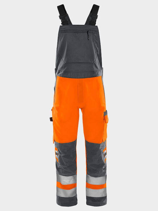 Fristads Work Coveralls with Dungarees and Reflective Tapes Grey