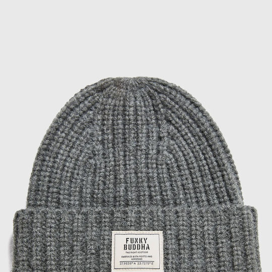 Beanie Men's Beanie with Rib Knit in Grey Colour