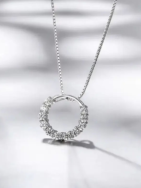 By Queen Ασημένιο Κολιέ 925 Crystal Circle Λευκά Ζιργκόν