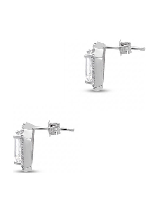 White Stone Earrings in 14K White Gold Sk3962