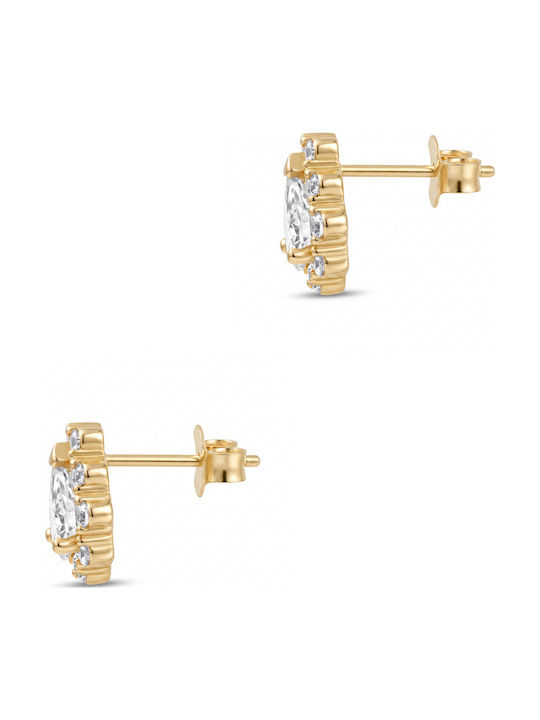 Earrings White Stones Yellow 14-Carat Gold Sk3965