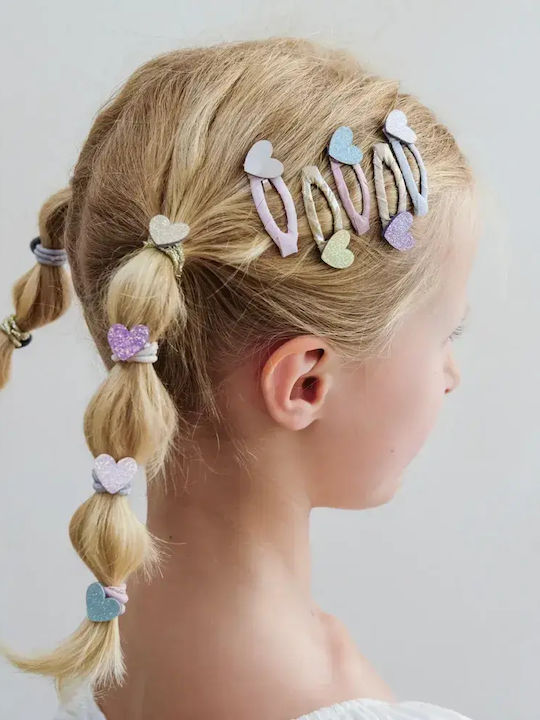 Mimi & Lula Mini Teeny Heart Kids Hair Clips Set with Bobby Pin / Hair Clip / Headband / Rubber Band Heart 5 Pieces