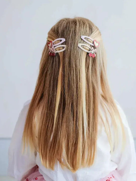 Mimi & Lula Fancy Cherries Kids Hair Clips Set with Bobby Pin / Hair Clip / Headband / Heart Rubber Band 4 Pieces