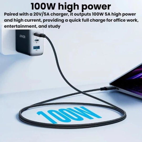 Anker Braided Cable USB-C male - USB-C 100W White