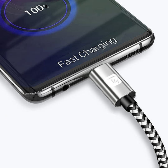 Techly Плетен USB 2.0 кабел USB-C мъжки – USB-A Черен 2 m ICOC MU2AC-020-AL