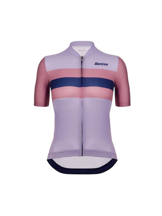 Santini Tricou de Ciclism Mov cu Mâneci Scurte pentru Femei