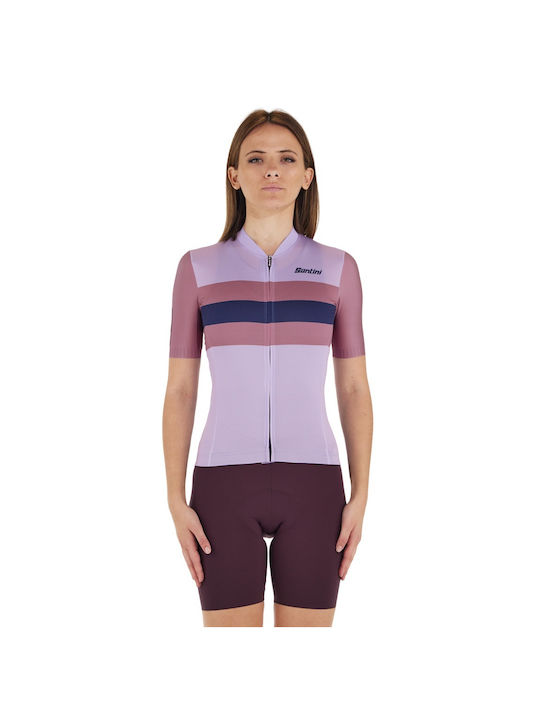 Santini Tricou de Ciclism Mov cu Mâneci Scurte pentru Femei