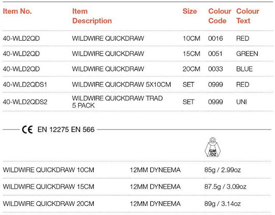 Expresă Wild Country Wildwire cu chingă echipată