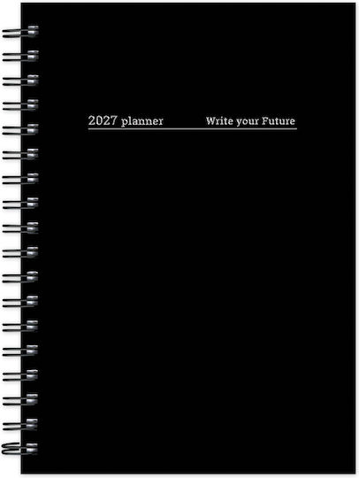 adBook Ημερήσιο Planner B6 2027 Τιρκουάζ Σπιράλ 12x17εκ.