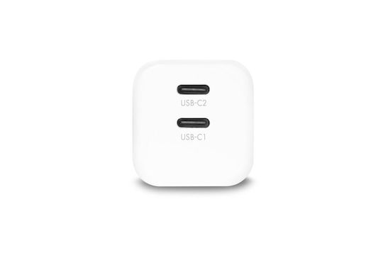 Dicota Зарядно устройство без кабел GaN с 2 USB-C порта 45 W Power Delivery, бяло (D32182)
