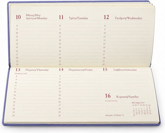 Letts Wöchentliche Agenda 2027 Türkis Leder 8,8 x 17,1 cm