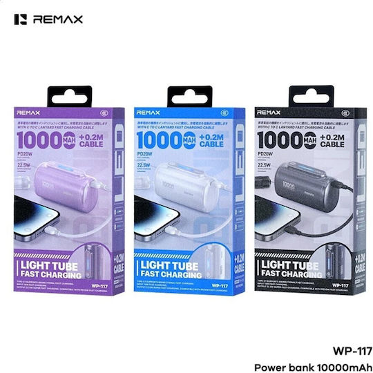 Remax WP-117 Power Bank 10000mAh 22.5W Power Delivery / Quick Charge Μωβ