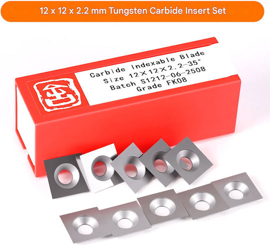 Set De 10 Plăcuțe Amovibile Din Carburi Metalice CNC 12x12x2,2 Mm Unghi De 35 De Grade 4 Muchii Indexabile Acoperire ATS Freze Pentru Rindeluirea Și Nivelarea Lemnului