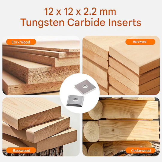 Set De 10 Plăcuțe Amovibile Din Carburi Metalice CNC 12x12x2,2 Mm Unghi De 35 De Grade 4 Muchii Indexabile Acoperire ATS Freze Pentru Rindeluirea Și Nivelarea Lemnului