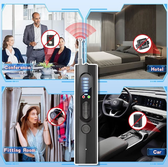 Detector Reîncărcabil de Camere & GPS Tracker 1-6500MHz Negru
