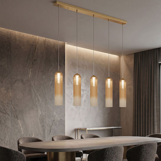 Zambelis Lights Gold LED Pendant Light with Warm White Light Rail