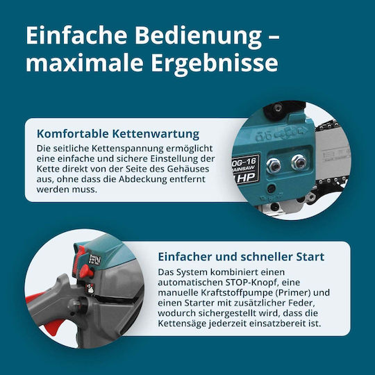 Könner & Söhnen Gasoline Chainsaw 1.6hp 5.6kg with 40cm Bar and Easy Start