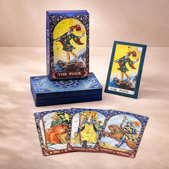 Authentic Tarot Cards Instructions for Use Blue Foil Mandala 78 Cards+Book