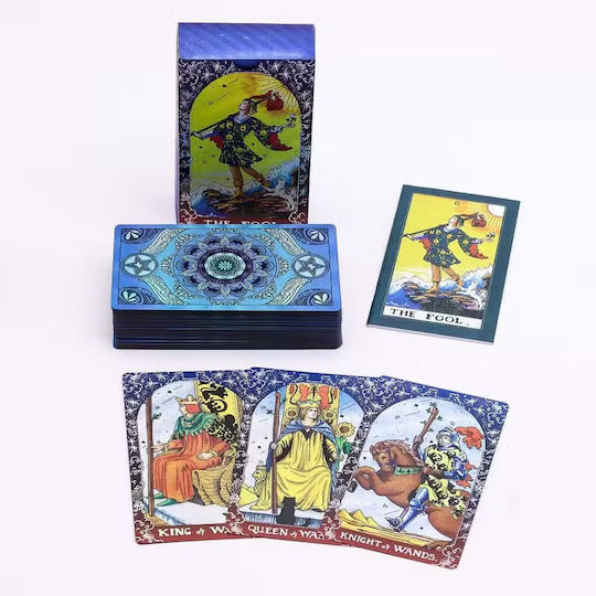 Authentic Tarot Cards Instructions for Use Blue Foil Mandala 78 Cards+Book