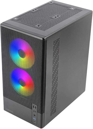 Mars Gaming MC-ONYX Gaming Mini Tower Computer Case with Side Window and ARGB Lighting Black