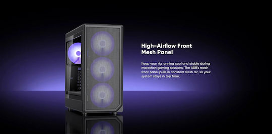 1STPLAYER AU8 Gaming Midi Tower Computer Case with Side Window and ARGB Lighting Black