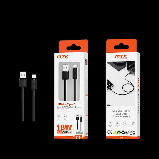 Moveteck USB 2.0 Kabel USB-C-Stecker – USB-A 18 W Schwarz 1 m 463.125154