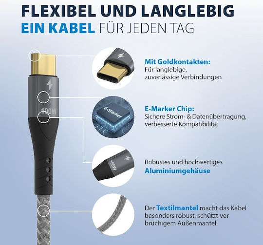 EFB USB 2.0 Kabel USB-C Männlich - USB-C 100W Power Delivery 2m USB-CC-00003