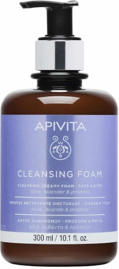 Apivita Olive Lavender & Propolis Spumă de Curățare pentru Față & Ochi cu Acțiune Antioxidantă & Hidratantă 300ml