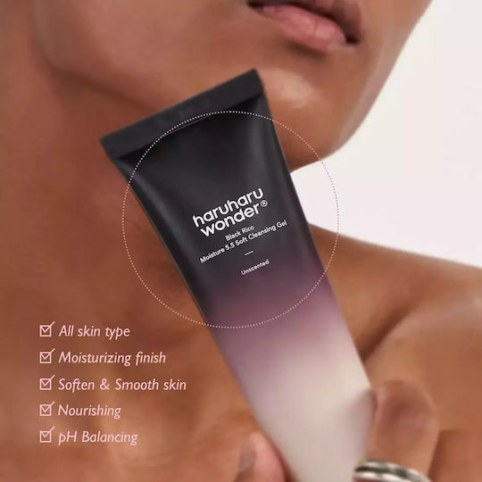 Haruharu Wonder Black Rice Moisture Гел За Почистване На Лице С Хидратиращо И Контрол На Омазняването Действие 100ml