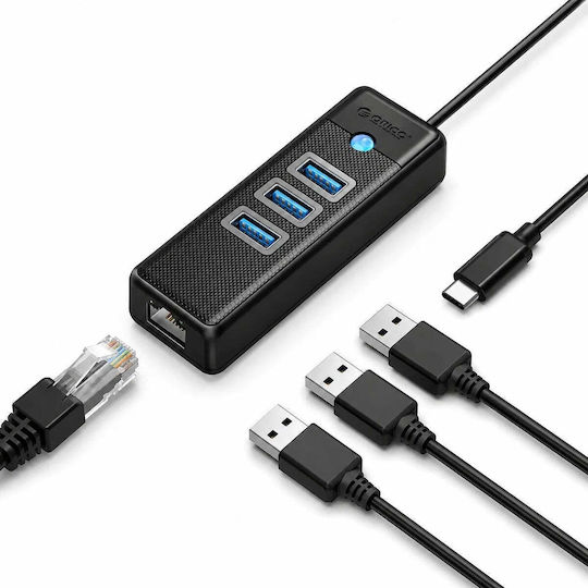 Orico USB Hub 4 Ports with USB-C / Ethernet Connection